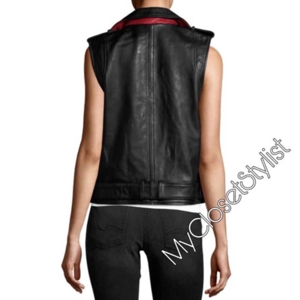 Sam Edelman Leather MOTO Jacket BELTED! NWT S vest - Picture 7 of 9